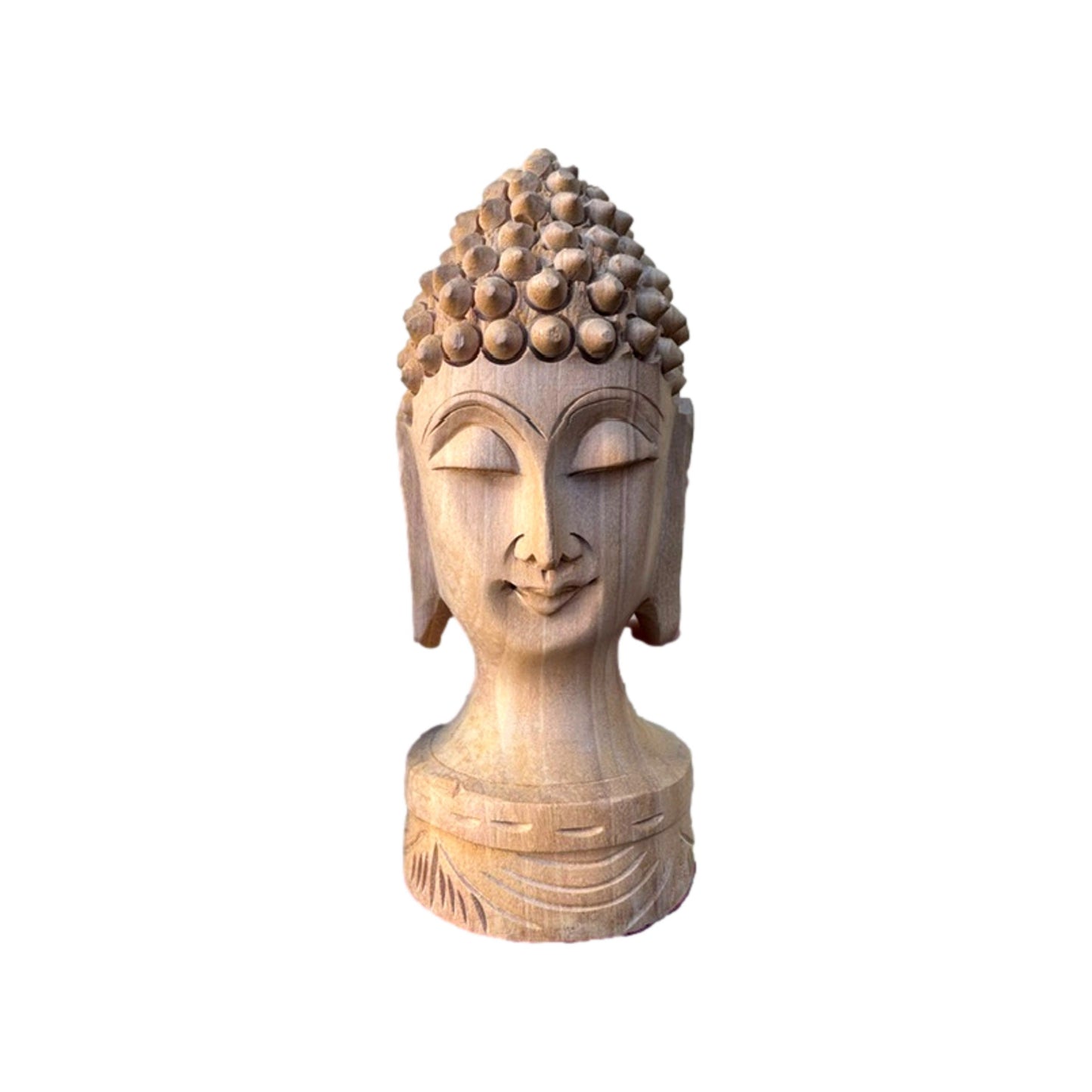 Hand Carved Wooden Buddha Head