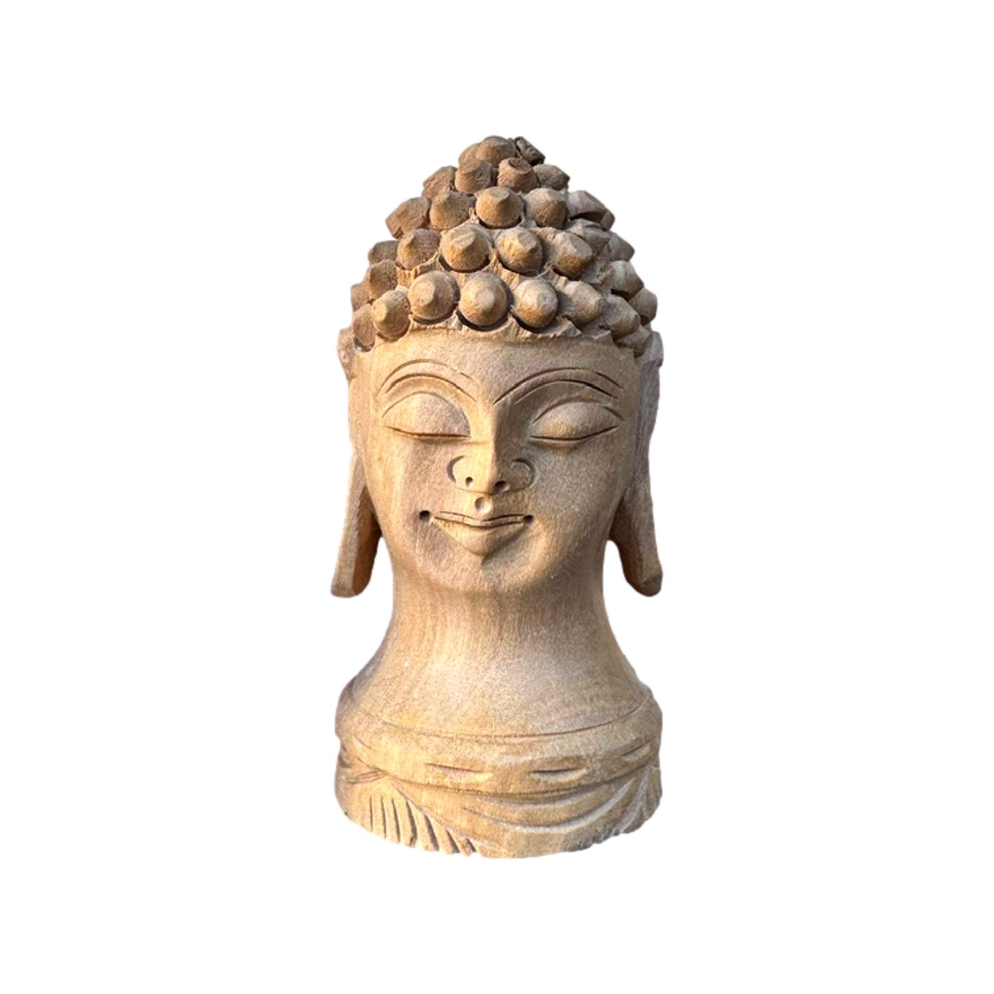 Hand Carved Wooden Buddha Head