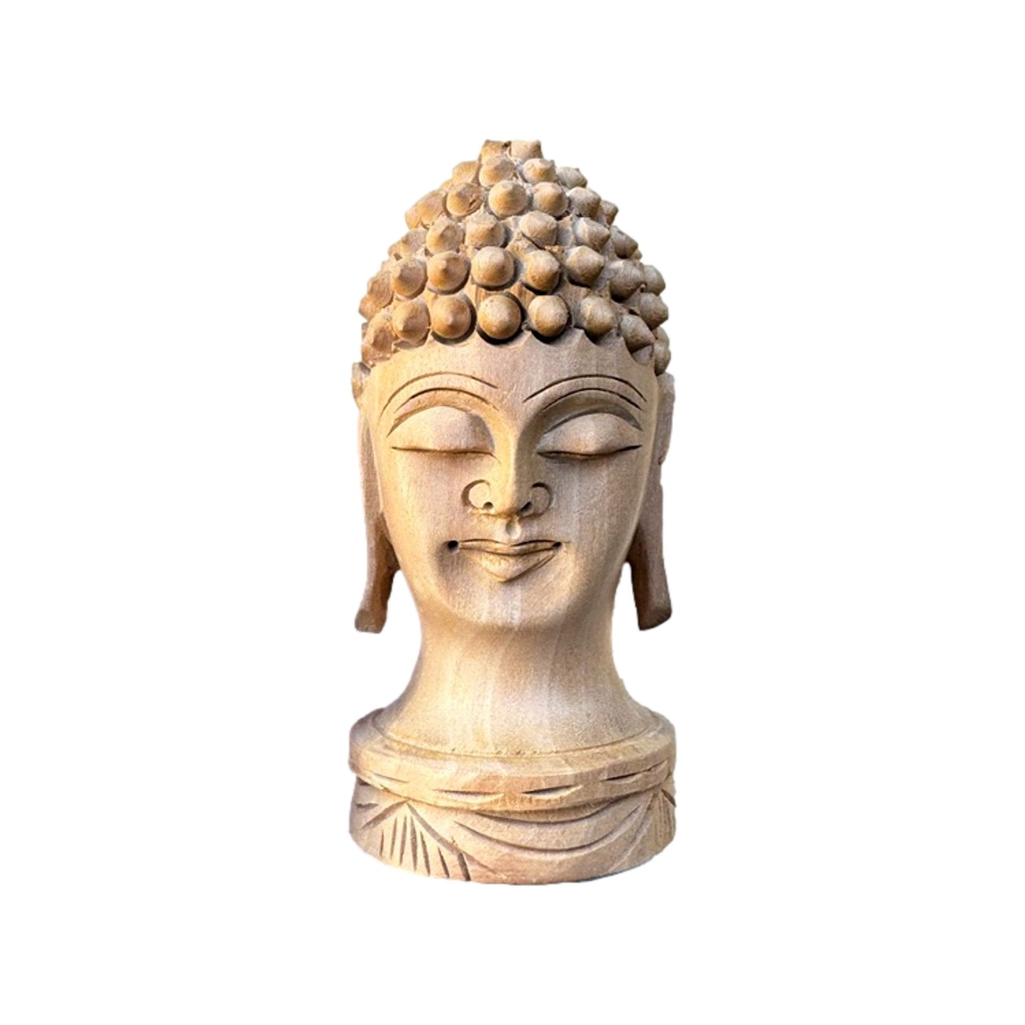 Hand Carved Wooden Buddha Head