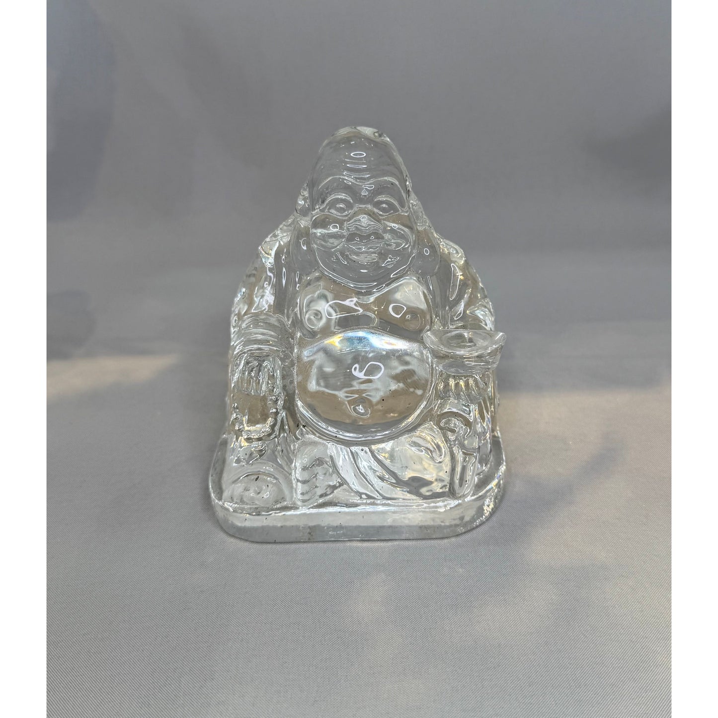 Glass Laughing Buddha Statue- 4 inches