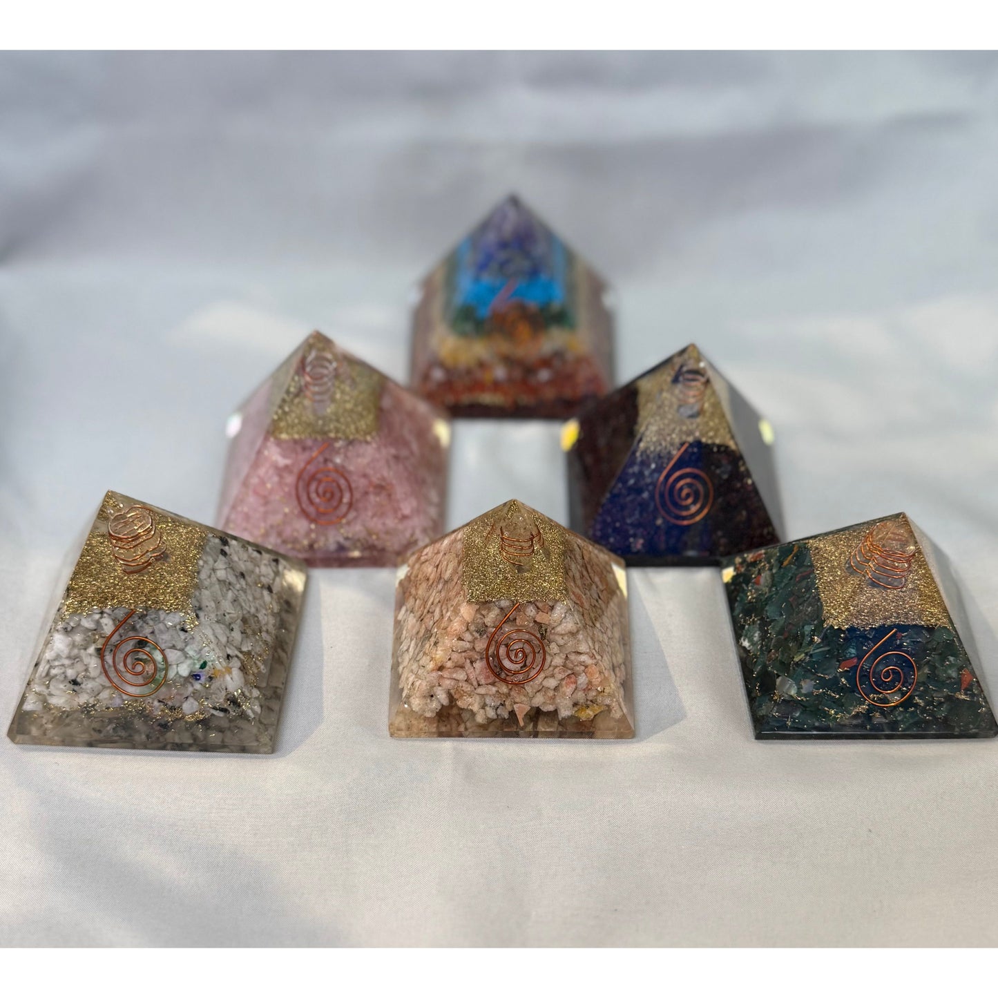 Orgone Energy Pyramids w/ Copper and Crystals