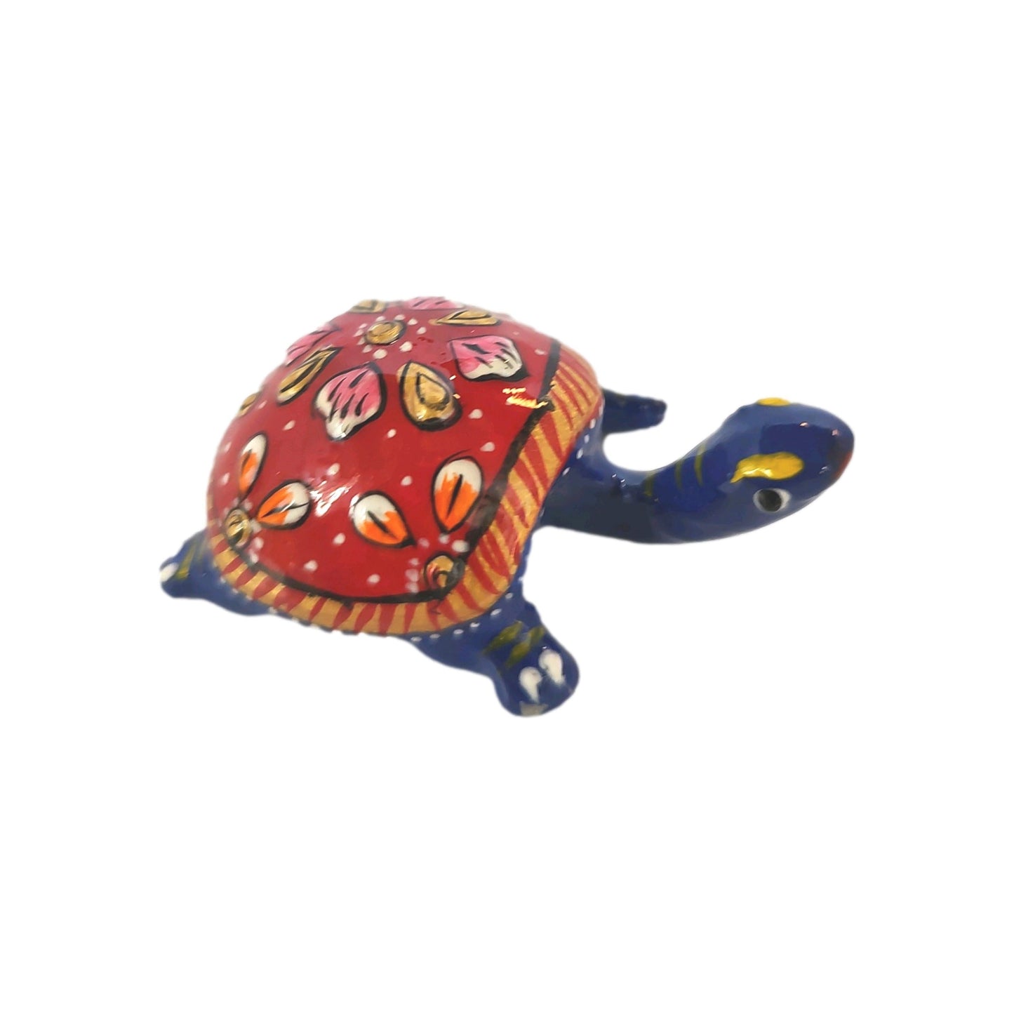 Meenkari Turtle Blue Hand Painted Metal Figurine