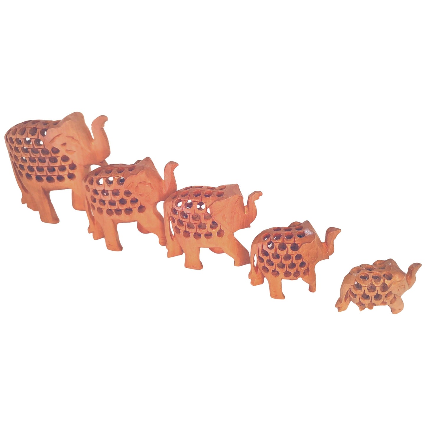 Hand Carved Undercut Elephant Set