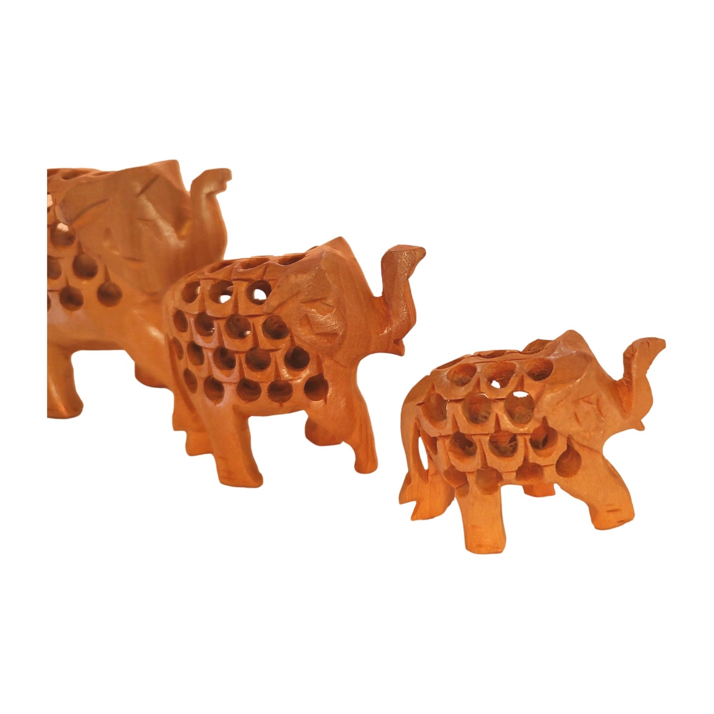 Hand Carved Undercut Elephant Set