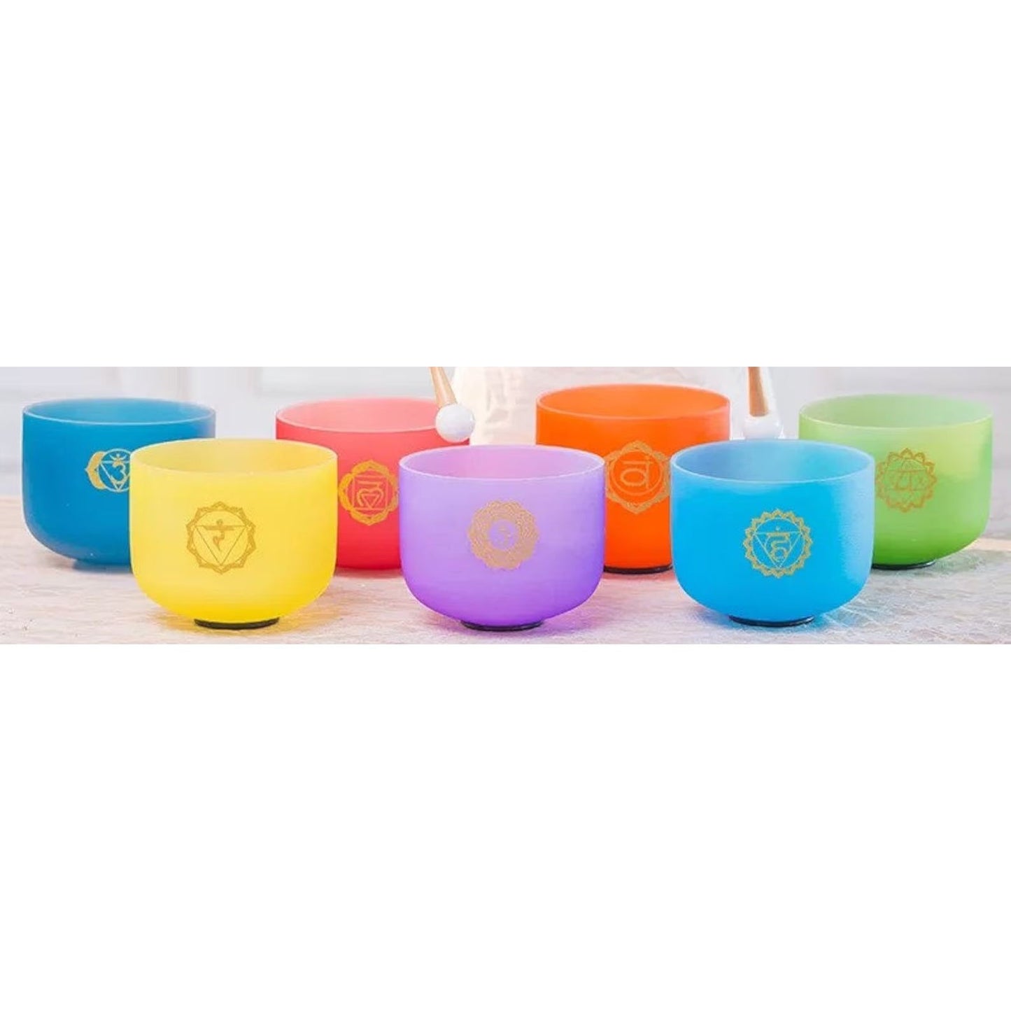 Perfect Pitch Singing Bowls in Colors With Symbols