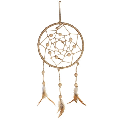 16" Boho Dream Catcher with Beads and Feathers