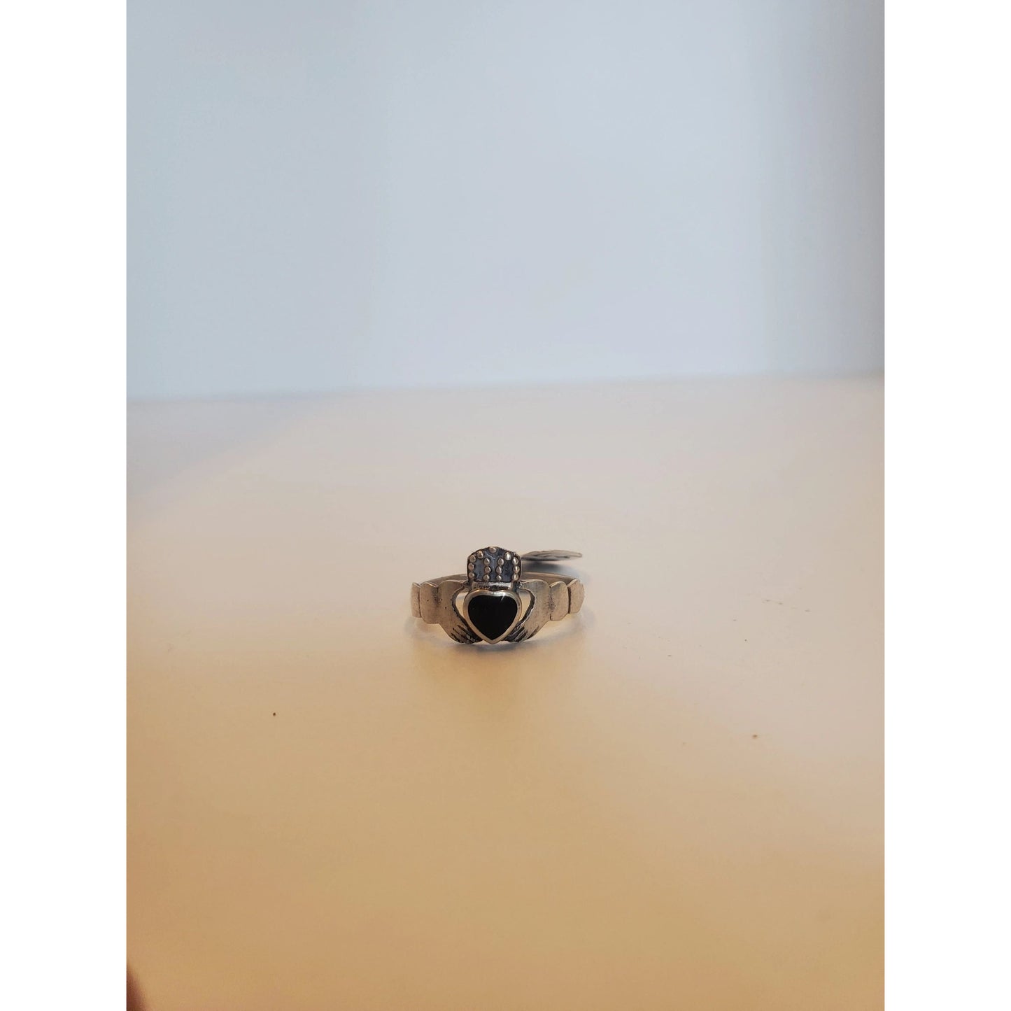 Onyx Claddagh Ring Size 7