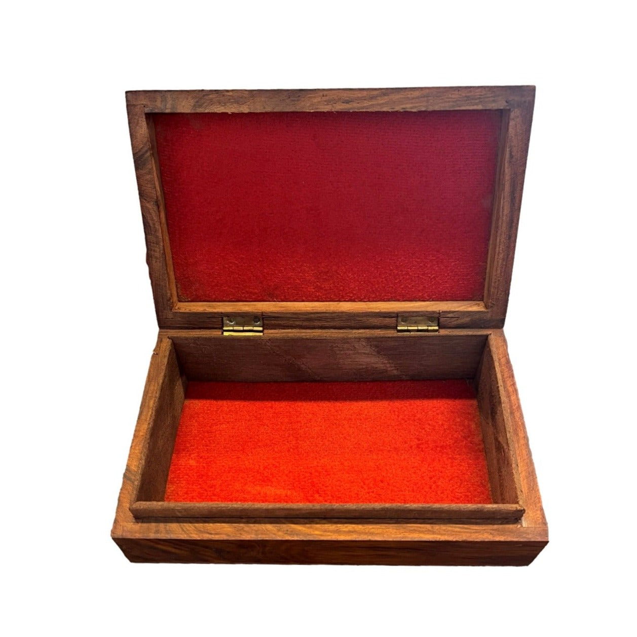 Wooden Box with Single Elephant & Leaf Brass Inlay