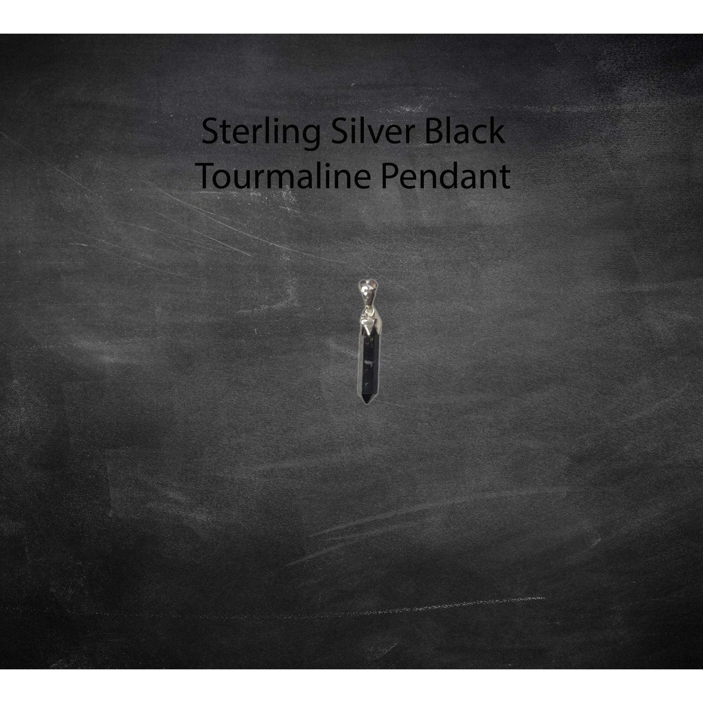 Sterling Silver Black Tourmaline Pendant Box Chain Necklace