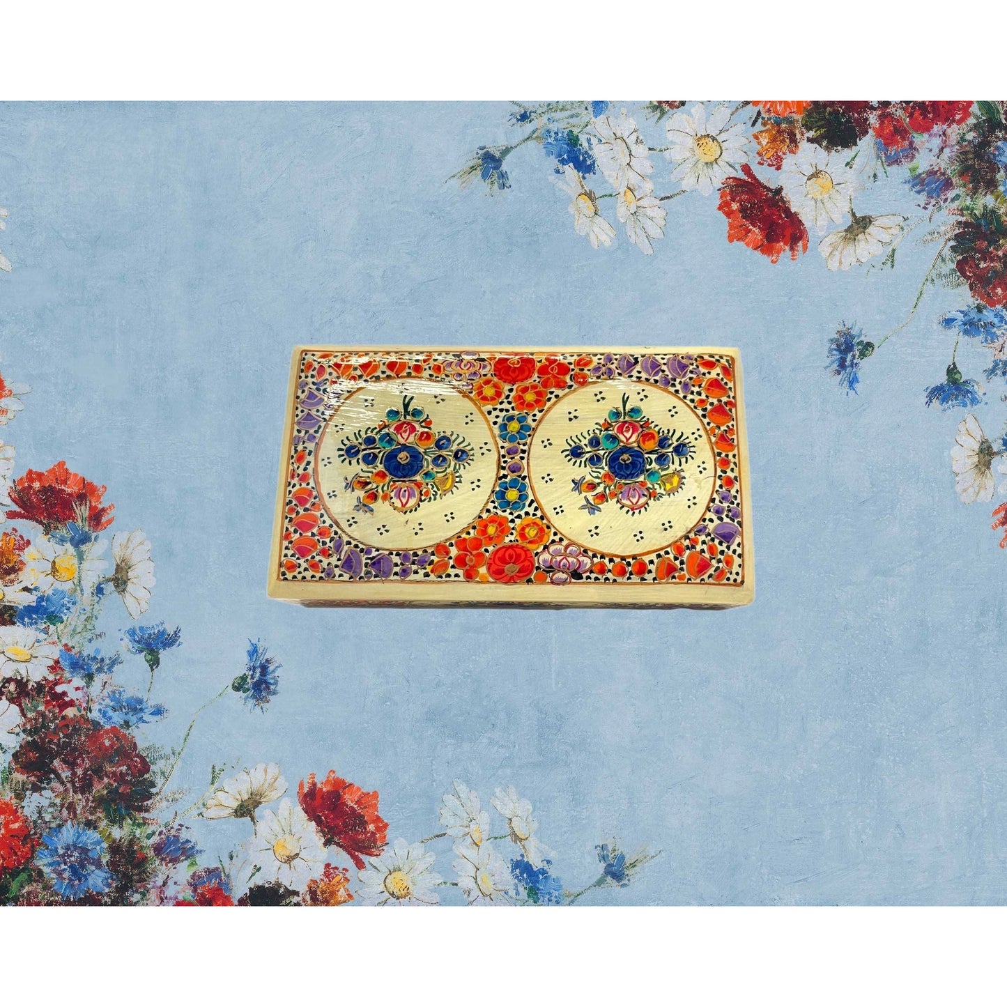 Paper Mache box - Hand Made - Hand Painted