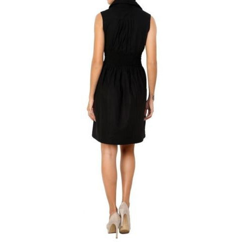 100% Cotton Fitted Sleeveless Black Zipper Dress