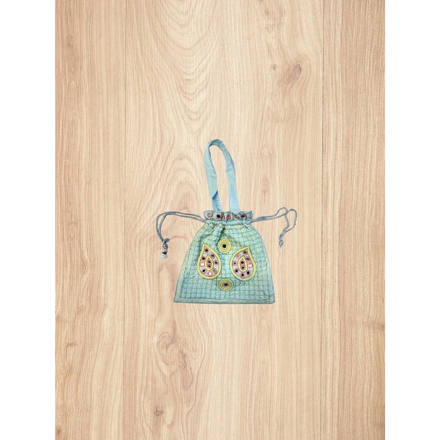 Embroidered Mirror Bag with Circles - Hand Made