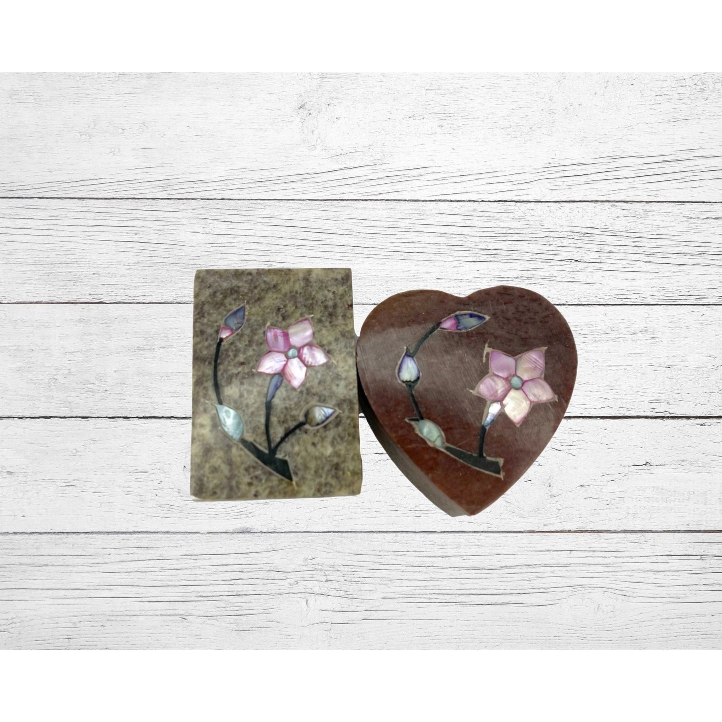 Soapstone W/ Inlay Floral Designs