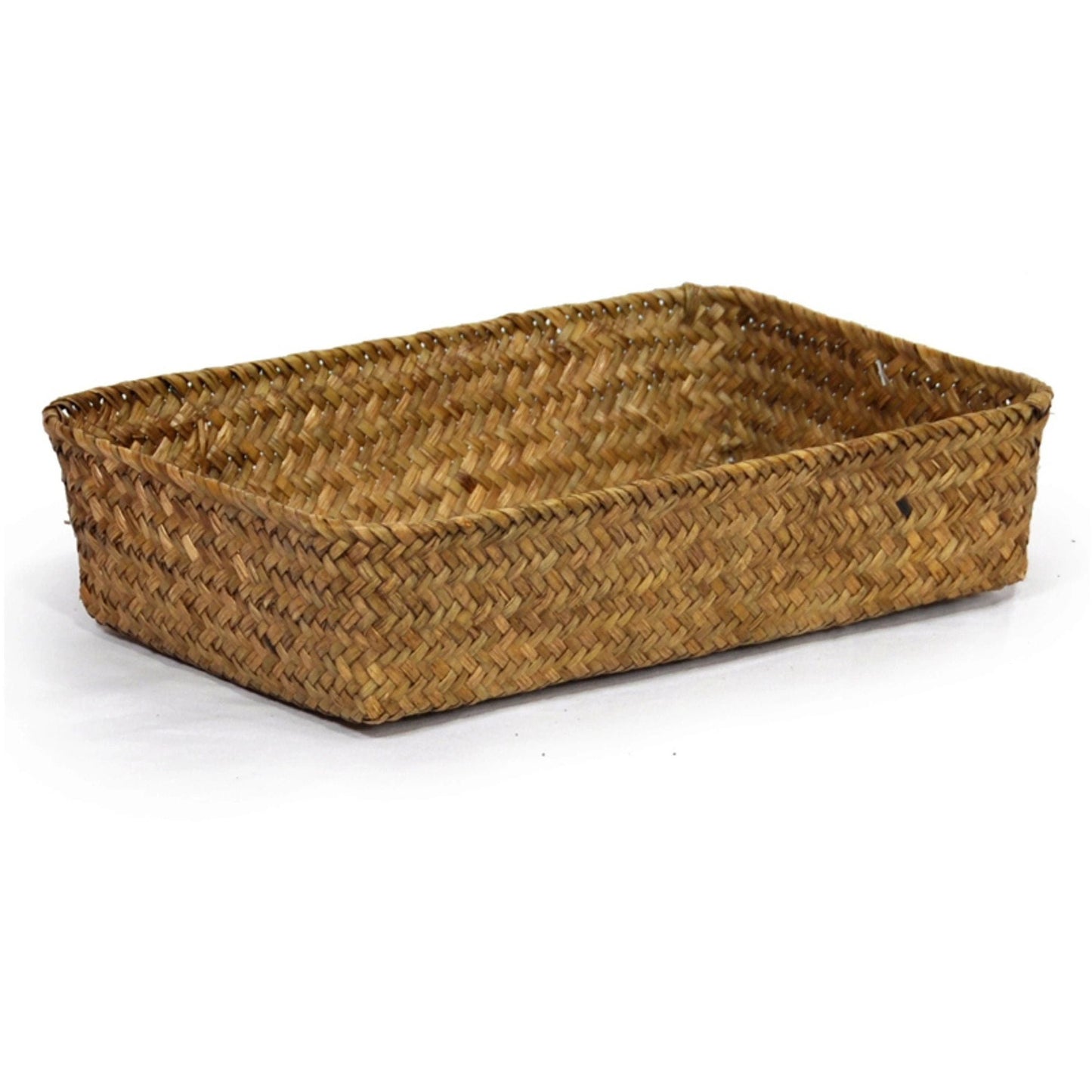 Natural Sea Grass and Metal Rectangular Utility Tray