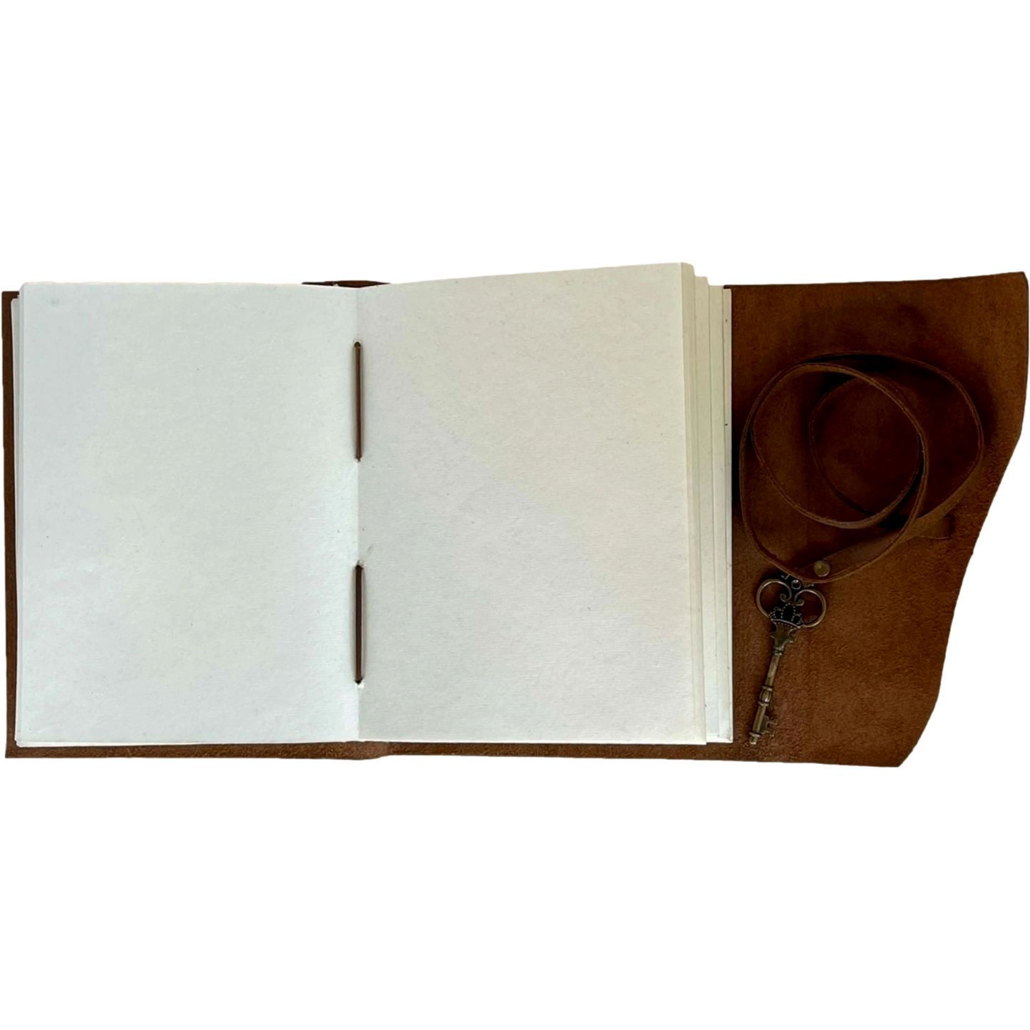100% Leather Journal with Strap Closure and Heart Skeleton Key Decoration