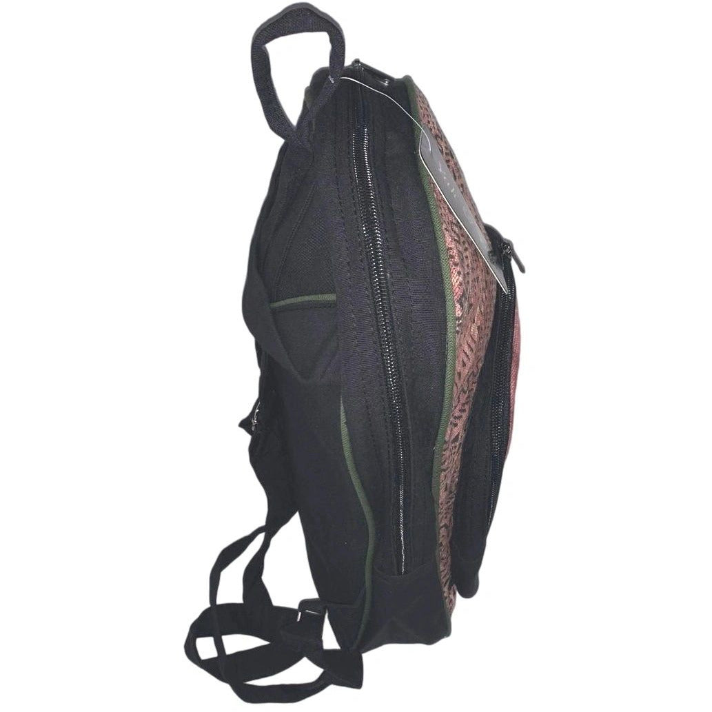 Yak & Yeti Rust and Black Cotton Tribal Print Backpack