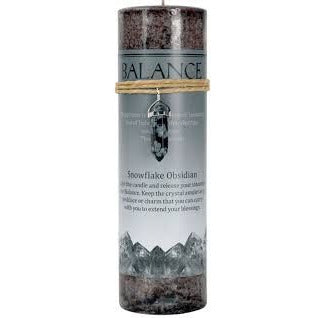 Balance Pillar Candle with Snowflake Obsidian Crystal Pendant/Necklace
