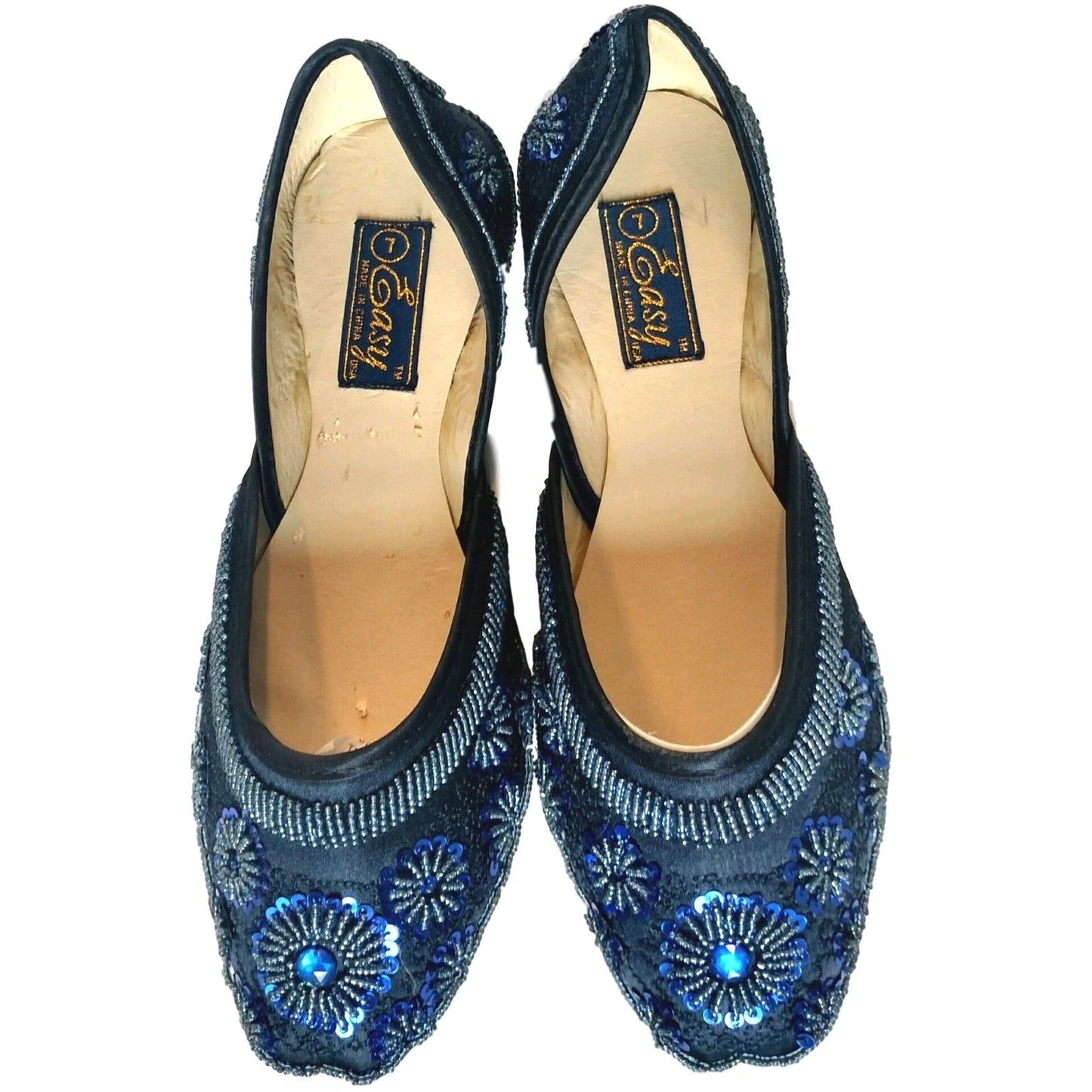 Blue Sequin and Beads Jutti/Khussa Flat Shoes