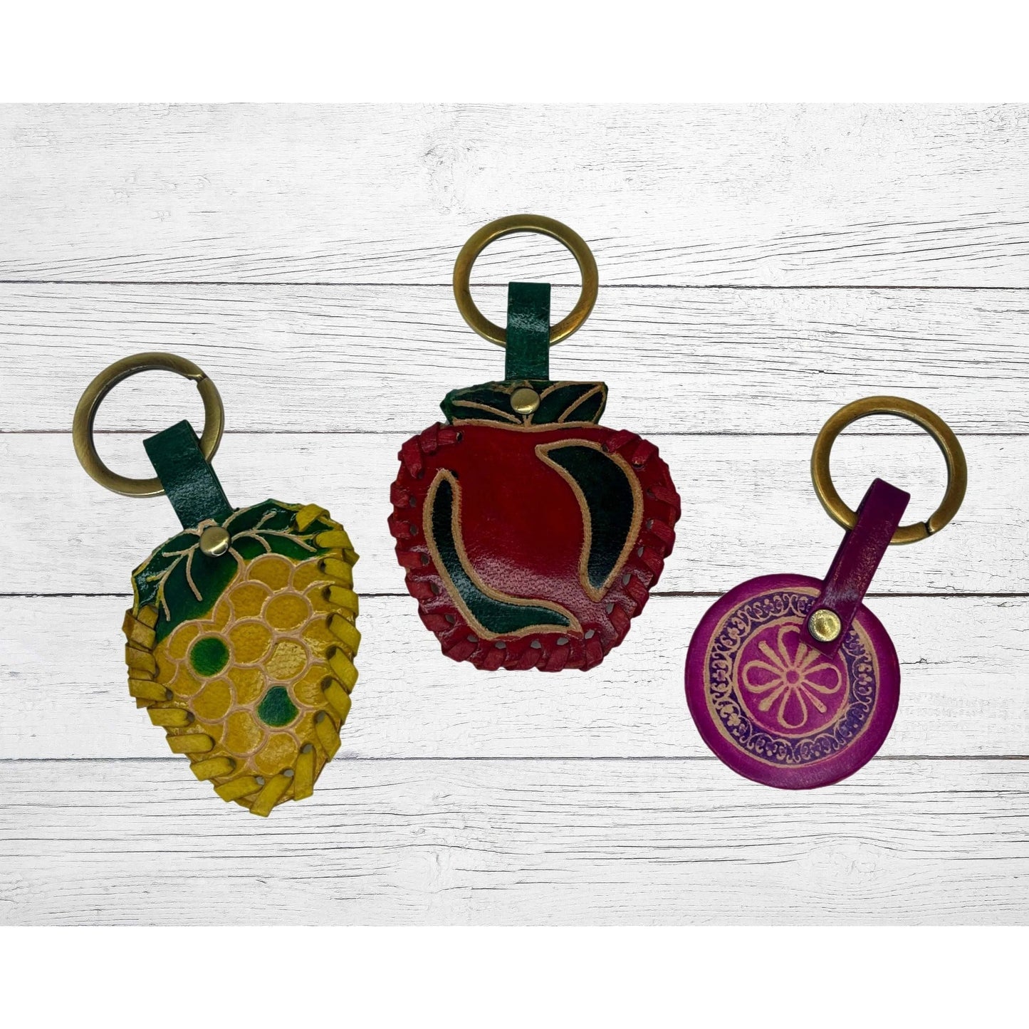 Hand Painted Shantiniketan Leather Key Chains