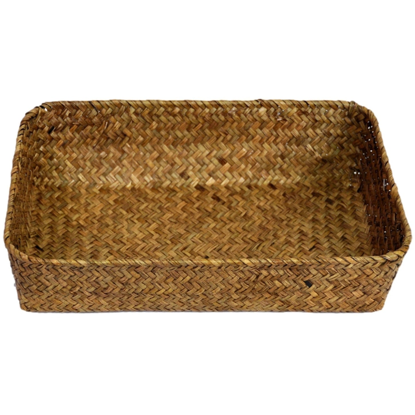 Natural Sea Grass and Metal Rectangular Utility Tray