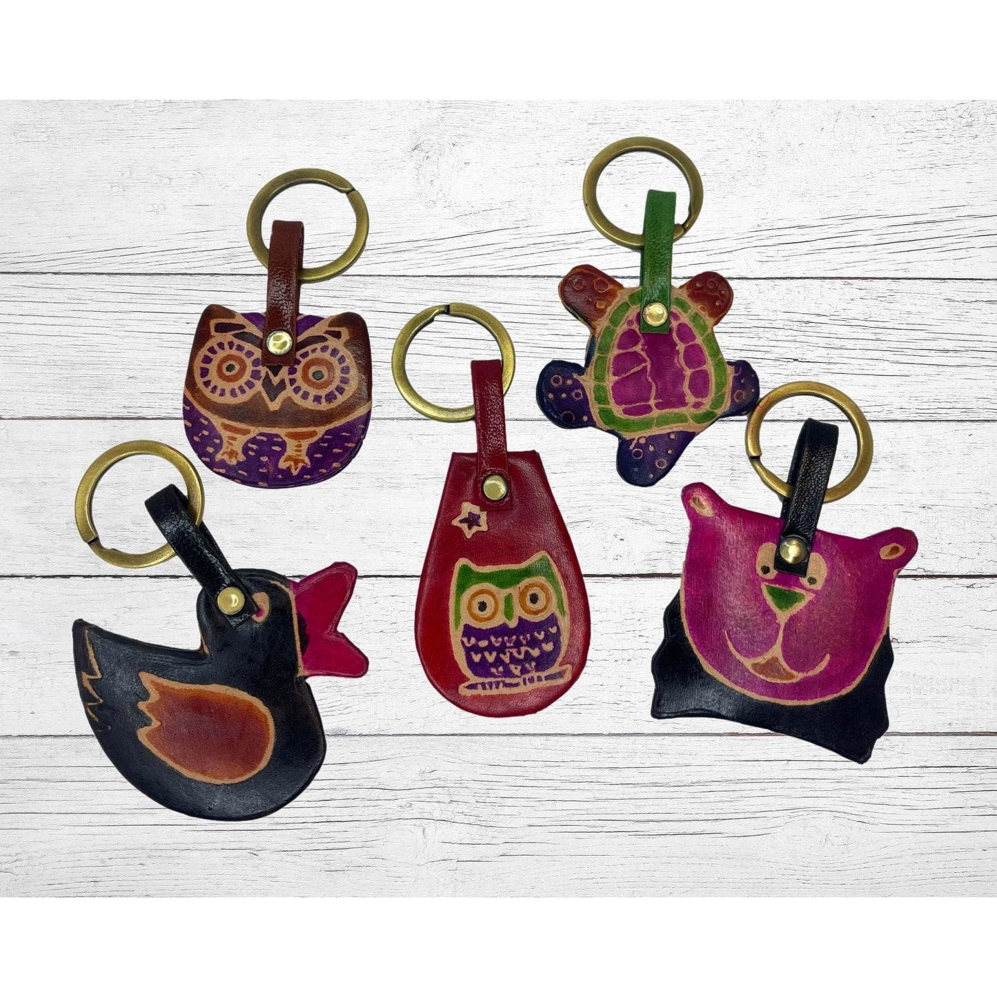 Hand Painted Shantiniketan Leather Key Chains