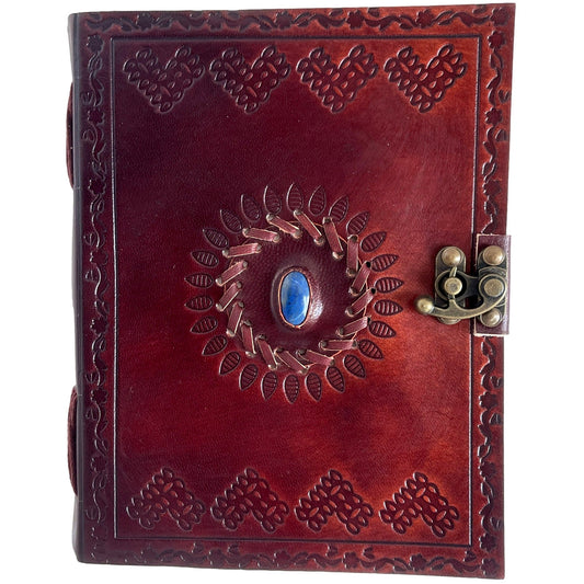 100% Leather Lapis Lazuli Journal with Heart Design on back