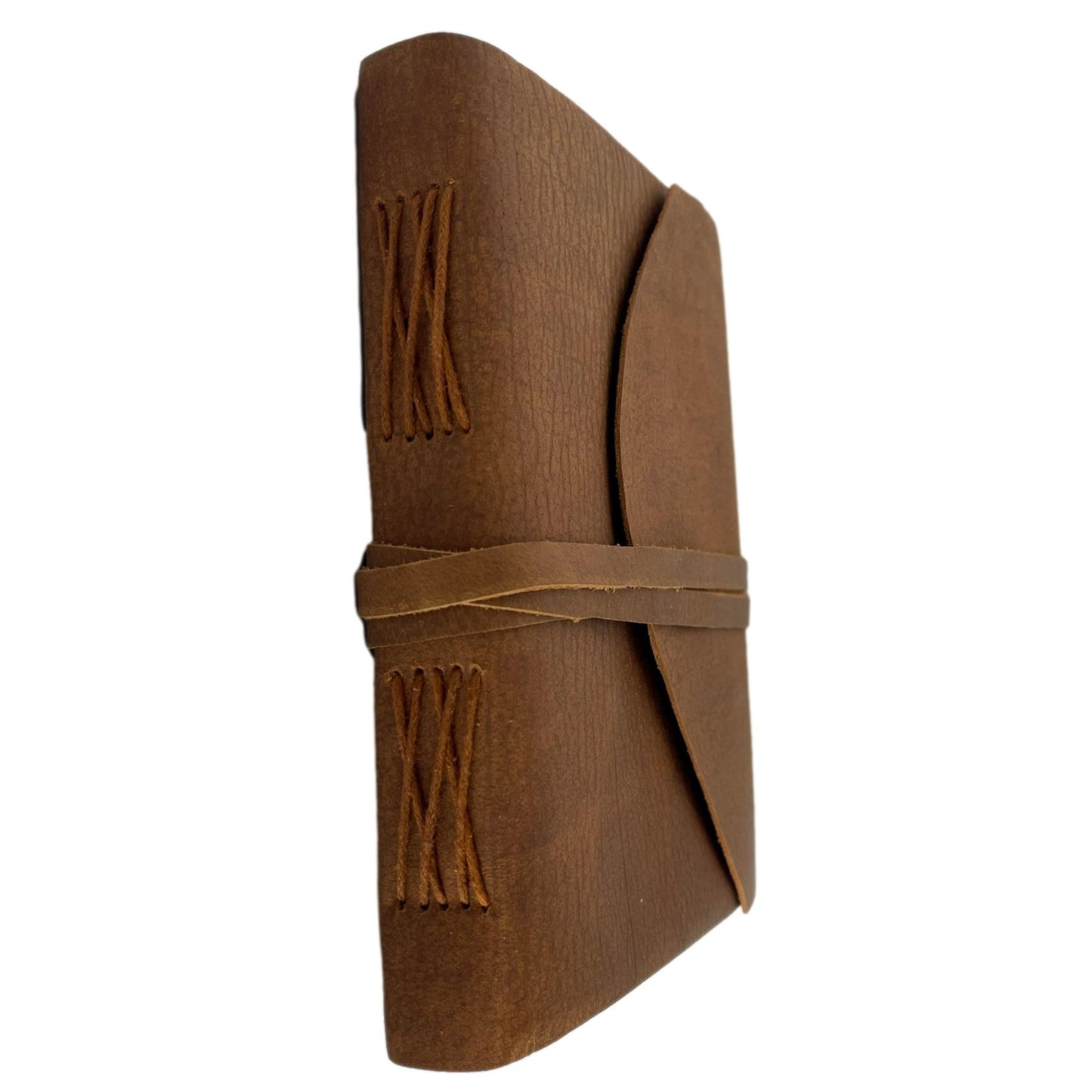 100% Leather Journal with Strap Closure and Handmade Paper