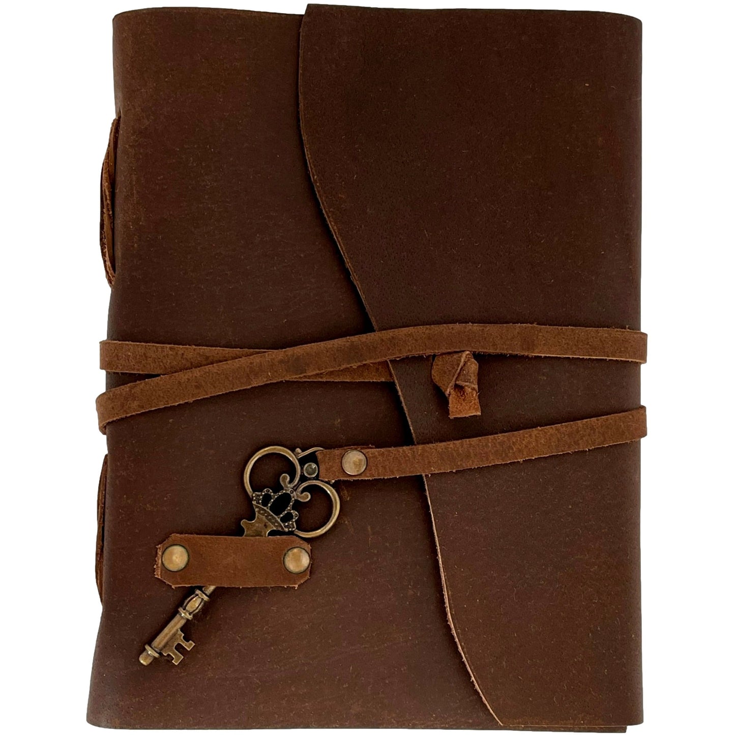 100% Leather Journal with Strap Closure and Heart Skeleton Key Decoration