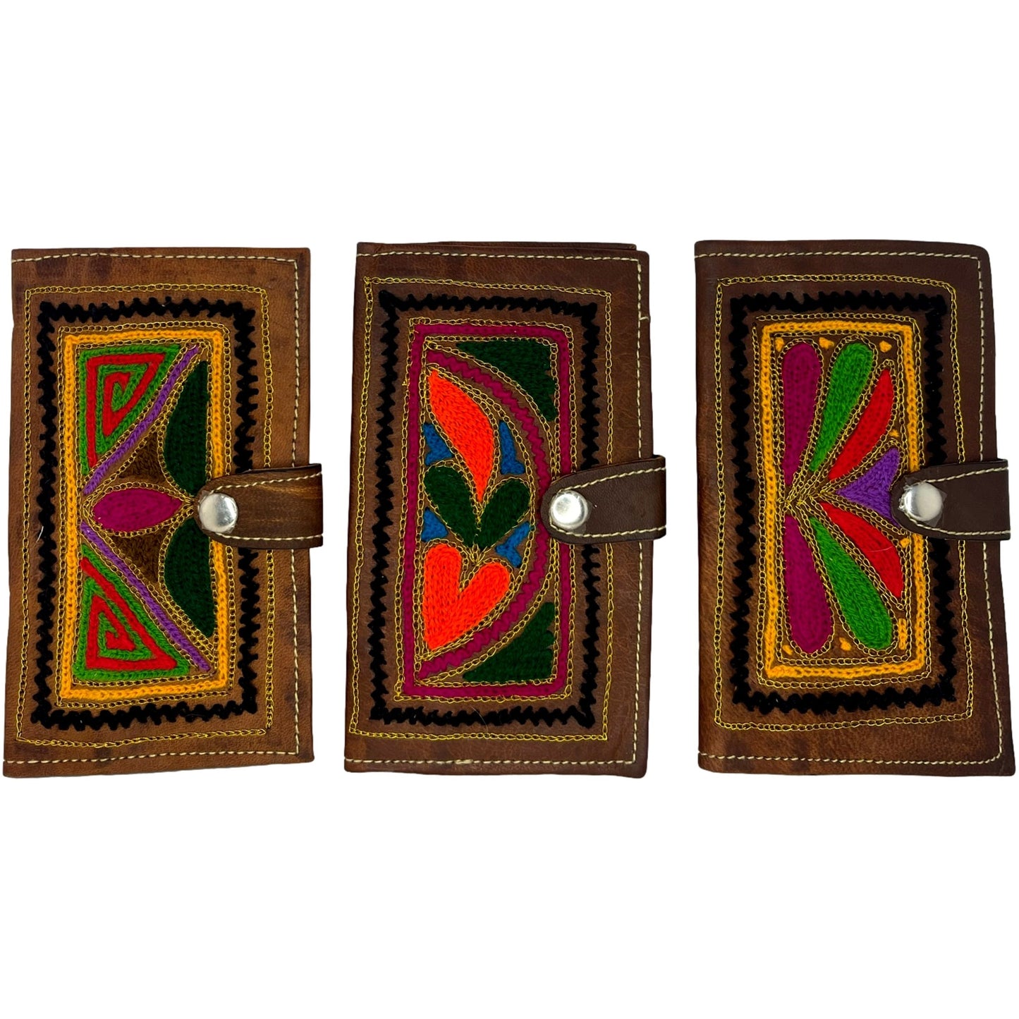 Natural Leather Embroidered Mojari Slim Wallet