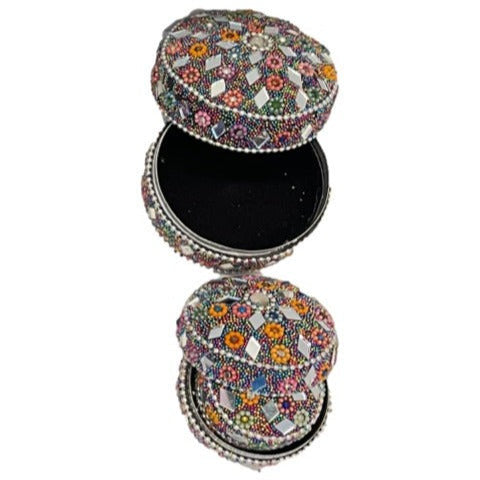 Jaipuri HandiCraft Round Aluminum Decorative Nesting Trinket Boxes