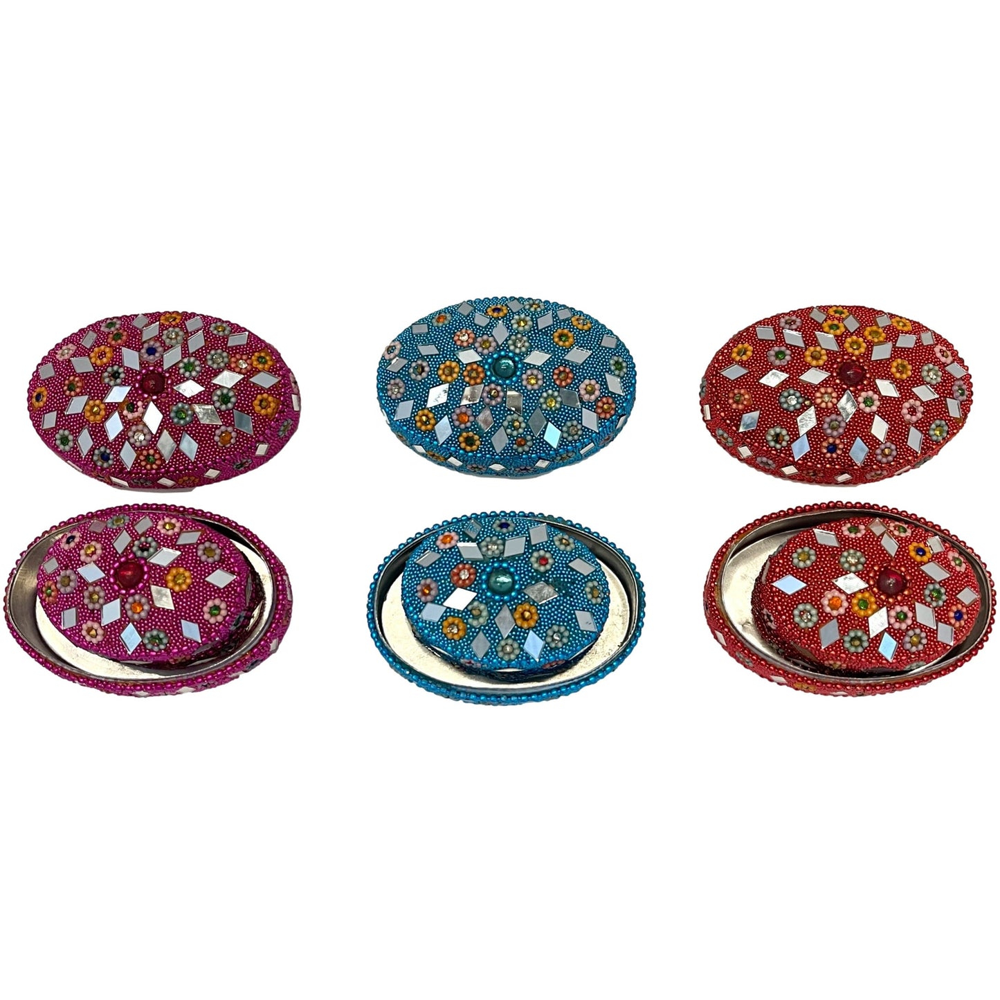 Jaipuri Handicraft Oval Aluminum Decorative Trinket Box