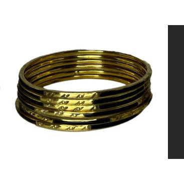 6 PC Thin Metal Textured Enameled Bangle Bracelets