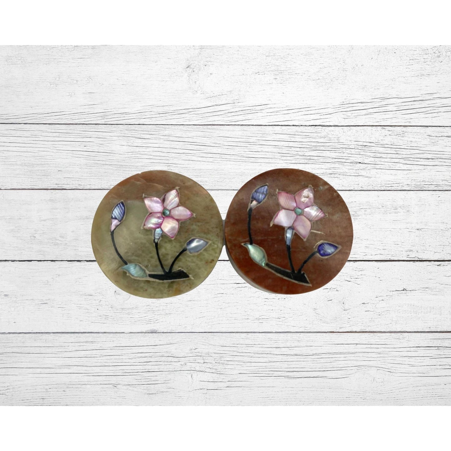 Soapstone W/ Inlay Floral Designs