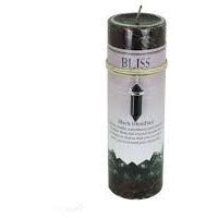 Bliss Pillar Candle with Black Obsidian Crystal Pendant/Necklace