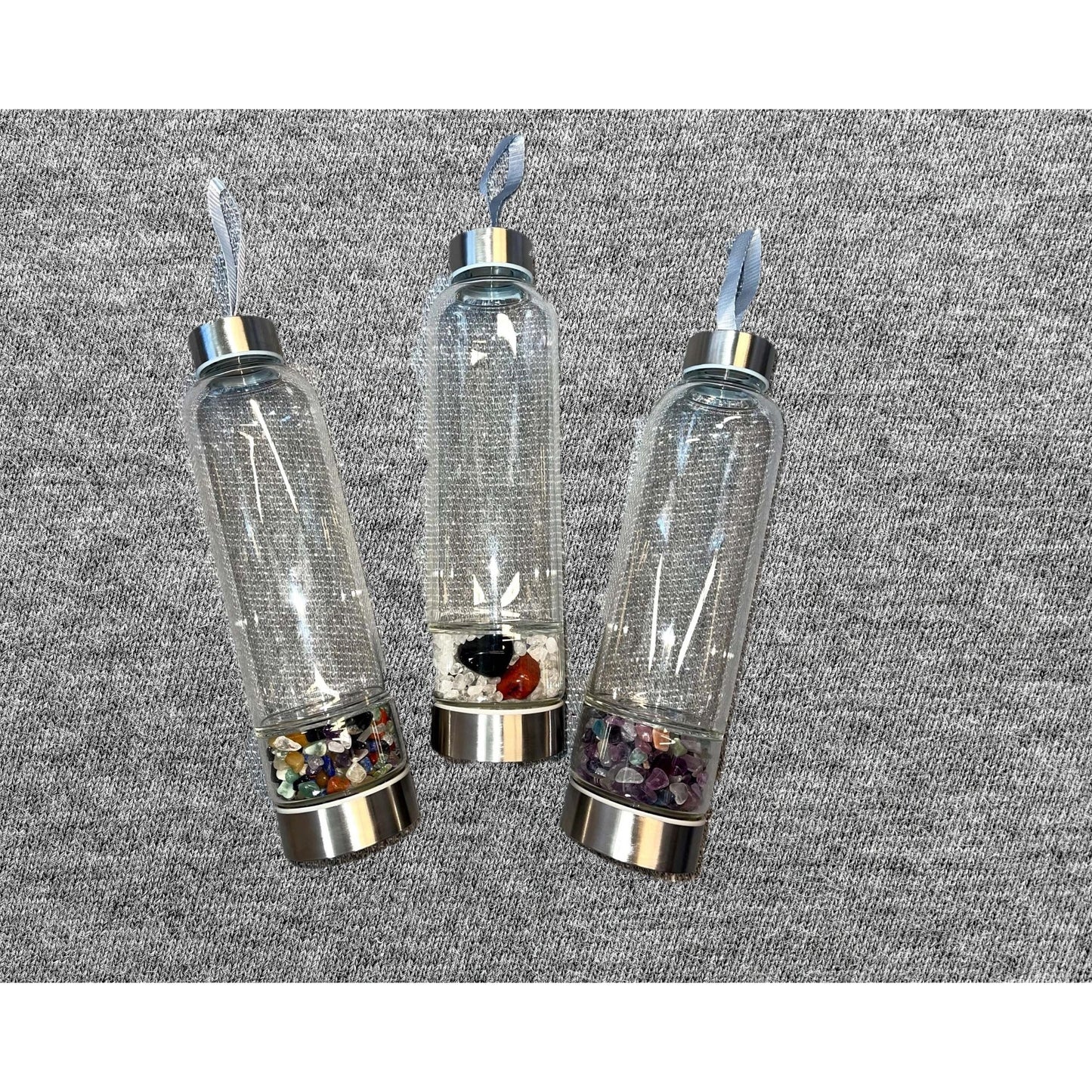 Glass Water Bottle with Crystals