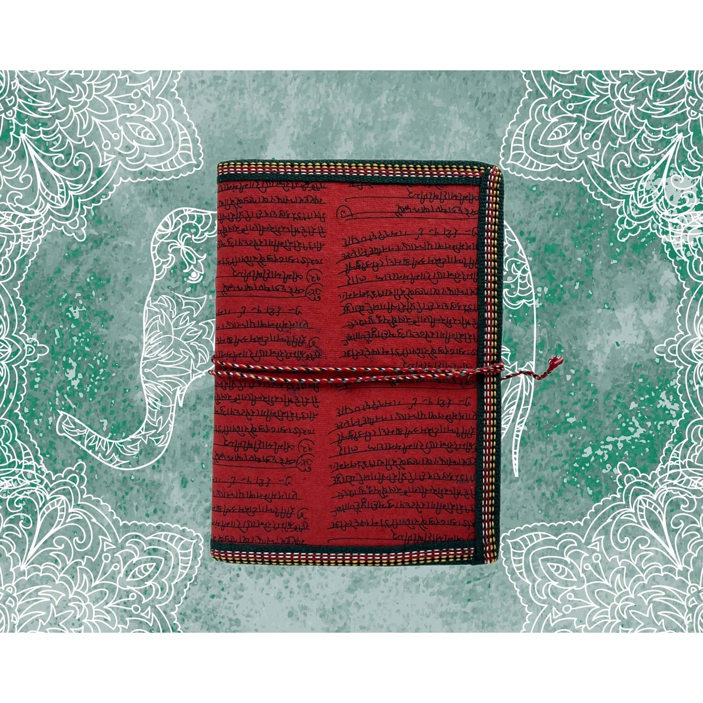 Elephant Block Printed Cloth Journal with Strap