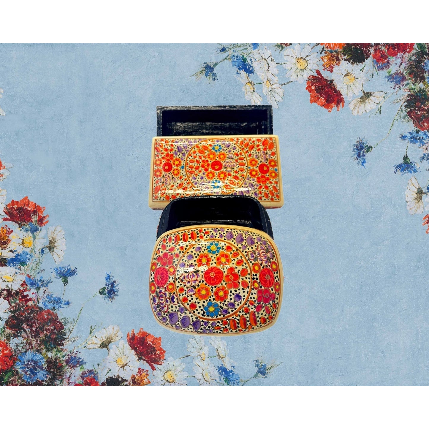 Paper Mache' box - Hand Made - Hand Painted