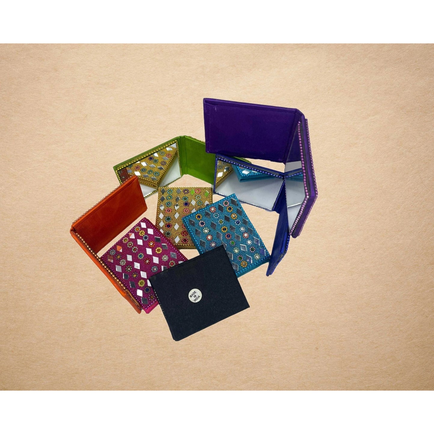 Compact Jaipuri Hadicraft Beaded Mirror