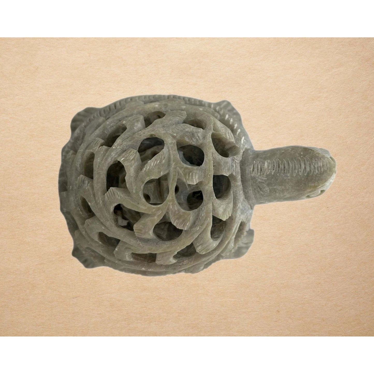 Soap Stone Craved Turtle with Baby Turtle Inside Sculpture