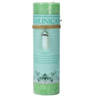 Communication Pillar Candle with Opalite Crystal Pendant/Necklace