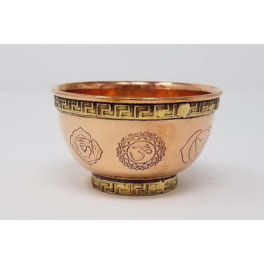 Tibetan Symbol Copper Offering Bowl