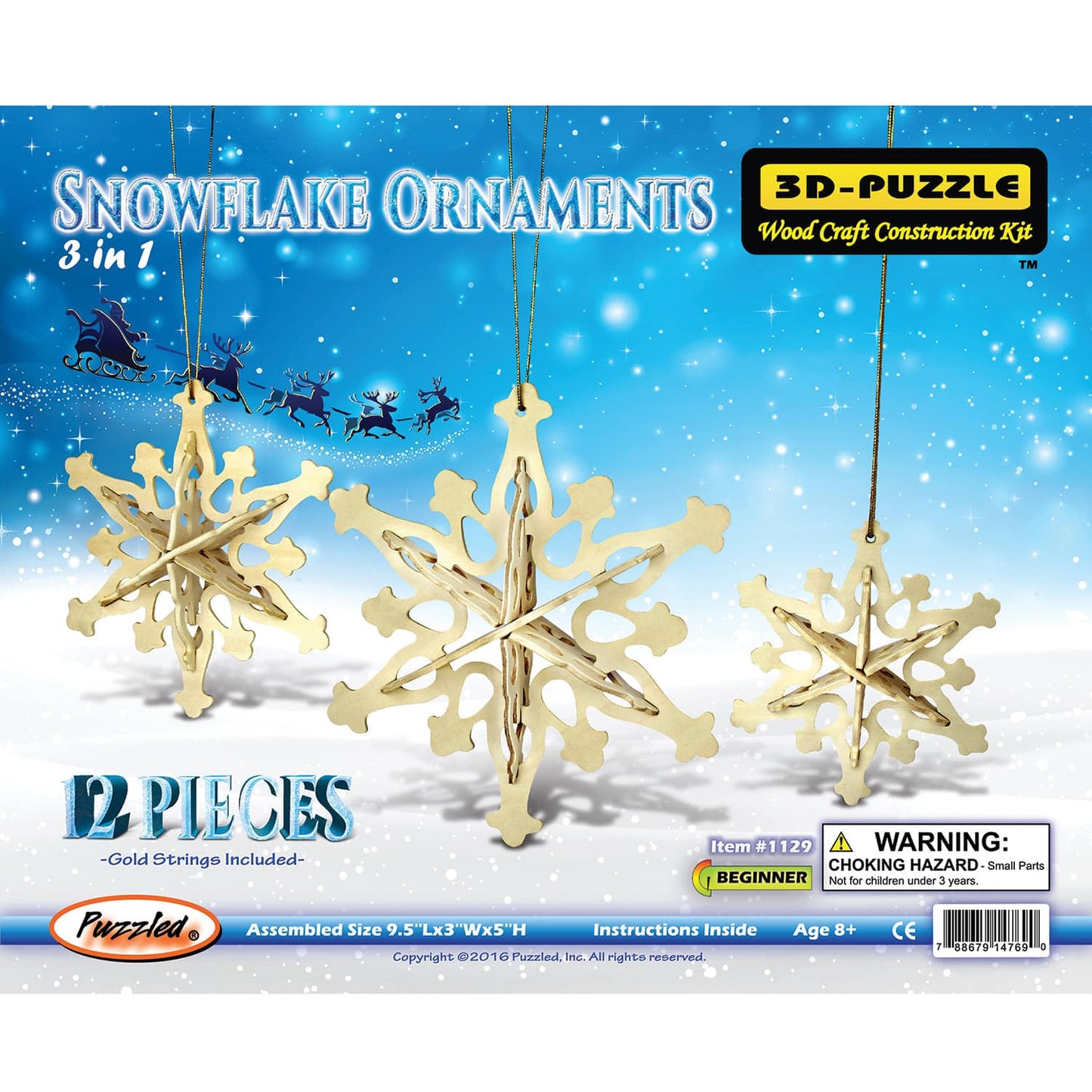 Wooden Snowflake Ornament 3D Puzzle