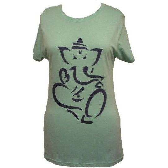 Adini Ganesh Graphic Tee Shirt in Mint Green with Navy Ganesh