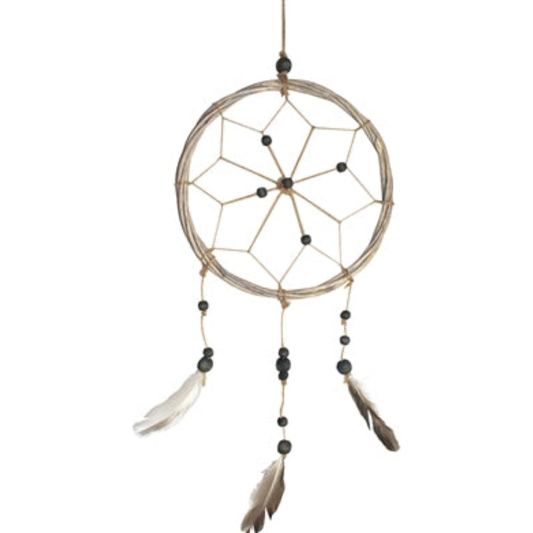 16" Boho Dream Catcher with Beads and Feathers