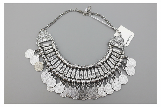 Silver Metal Coin Necklace