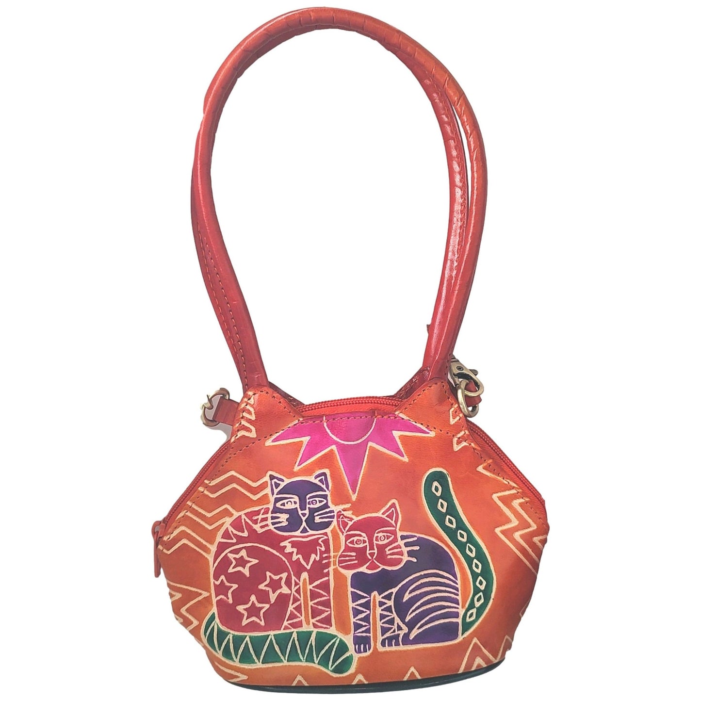 Shantiniketan Hand Painted Leather Animal Design Bag