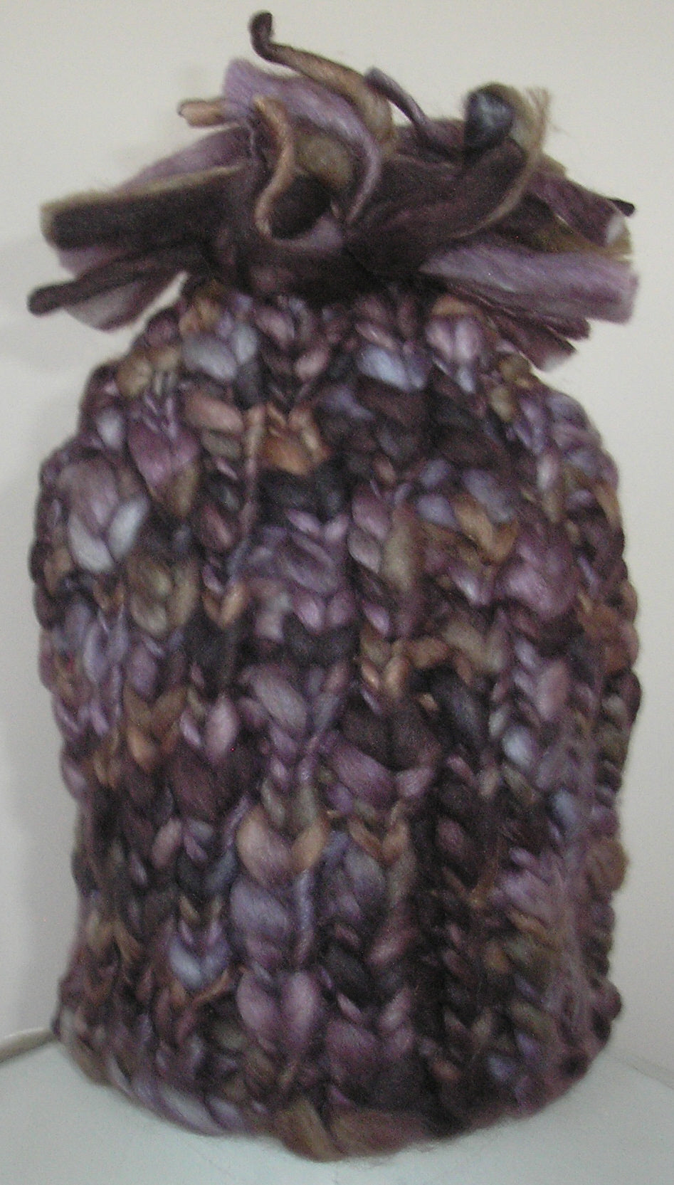 Hand Knit and Hand Dyed One Pom-Pom Bulky Winter Hat