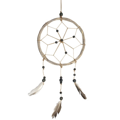 16" Boho Dream Catcher with Beads and Feathers