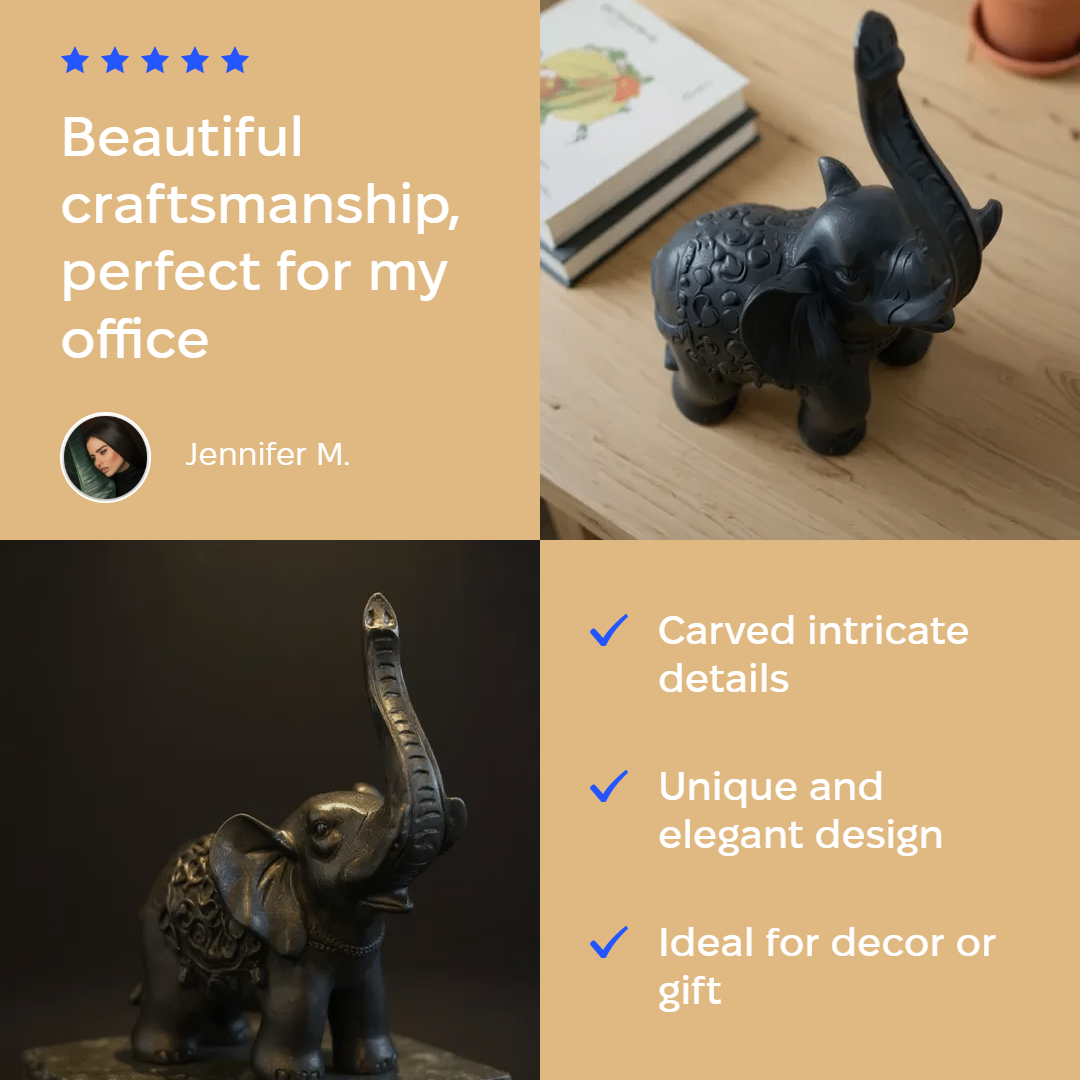 Resin Elephant with Trunk up