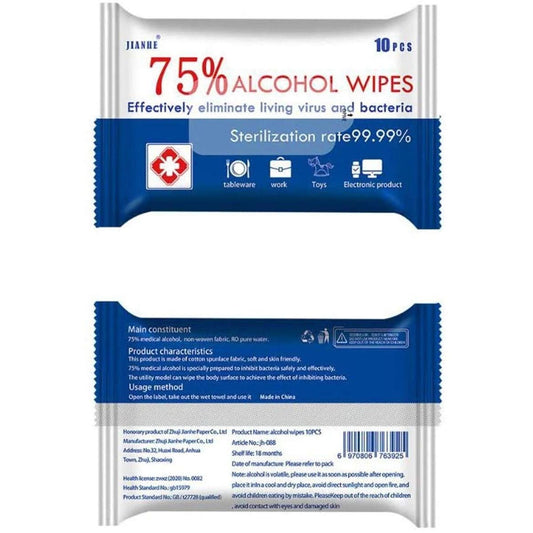 75% Alcohol Wipes-100 pieces (10 Packs)